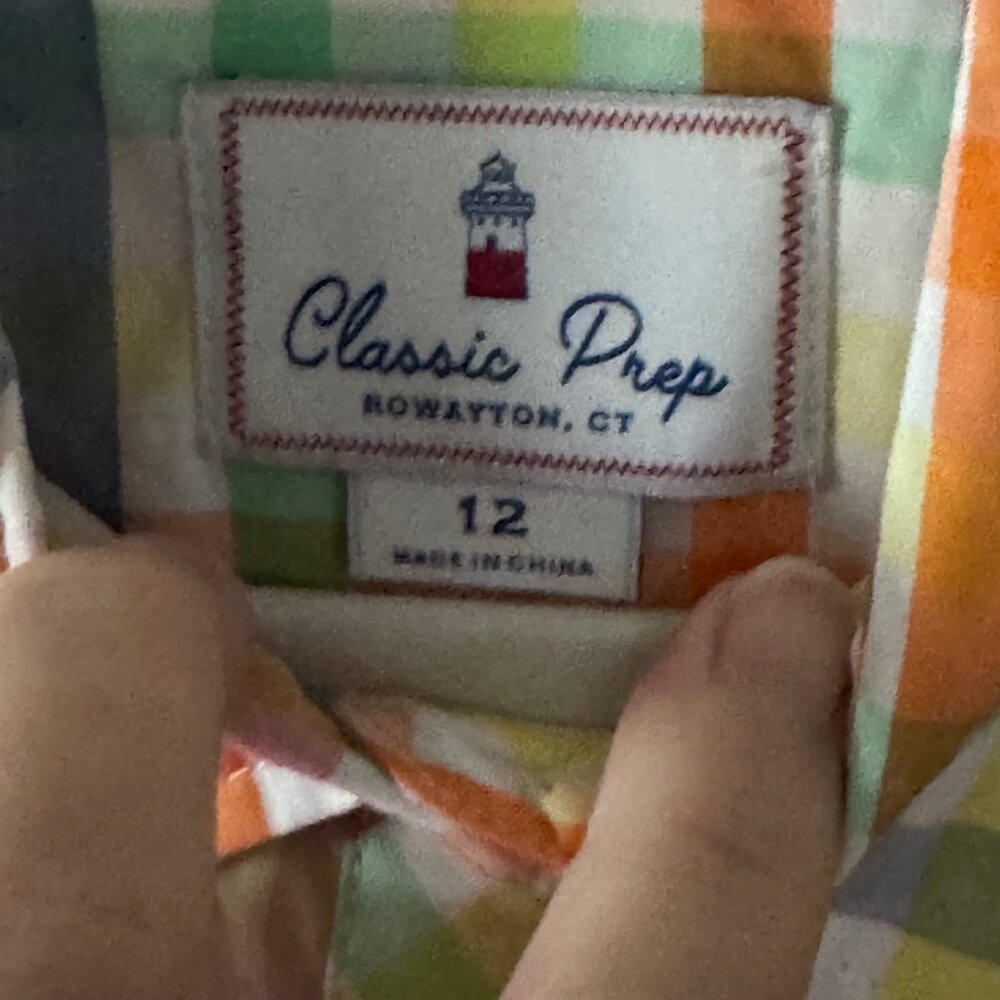 New Classic Prep Girls Skylar Top Gingham Sunshine Front tie Button Down Size 12 - Picture 10 of 11